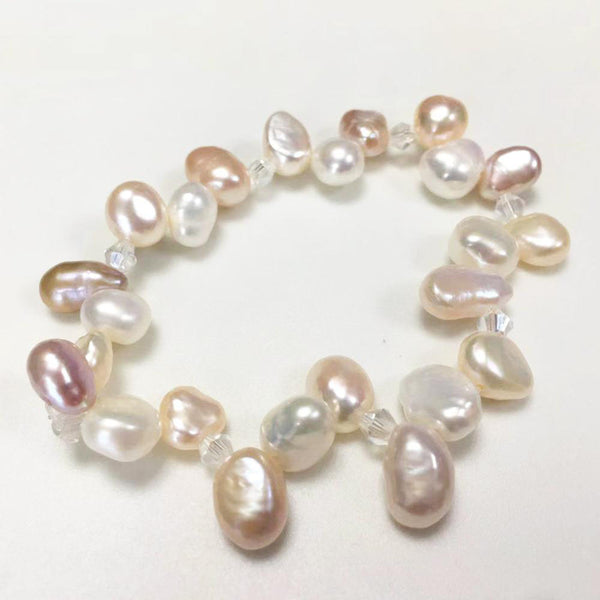 ¡Liquidación! Pulsera de perlas naturales de agua dulce blancas, rosas y moradas para mujer.