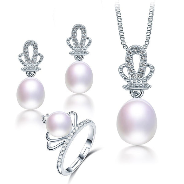 Conjunto de joyas de plata de ley 925 con forma de corona para regalar a un amigo.