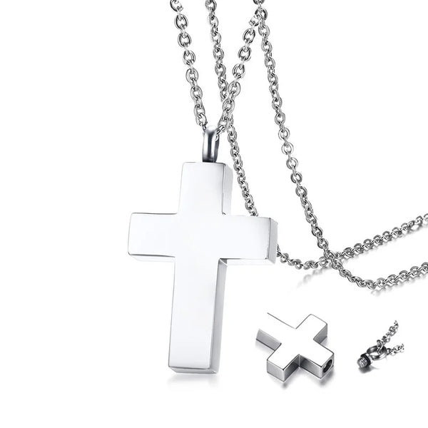 Cross Pendant Necklace Cremation Ashes Ash Urn Keepsake Men's