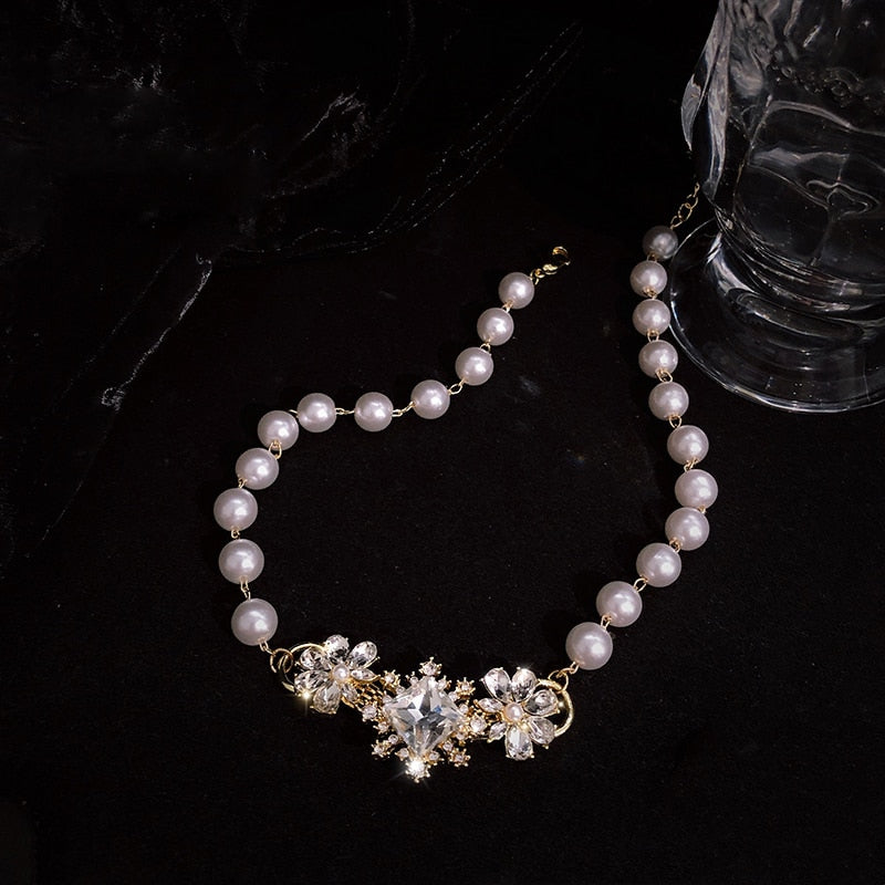 Korean Elegant Luxury Pearl Beads Choker Necklace For Women