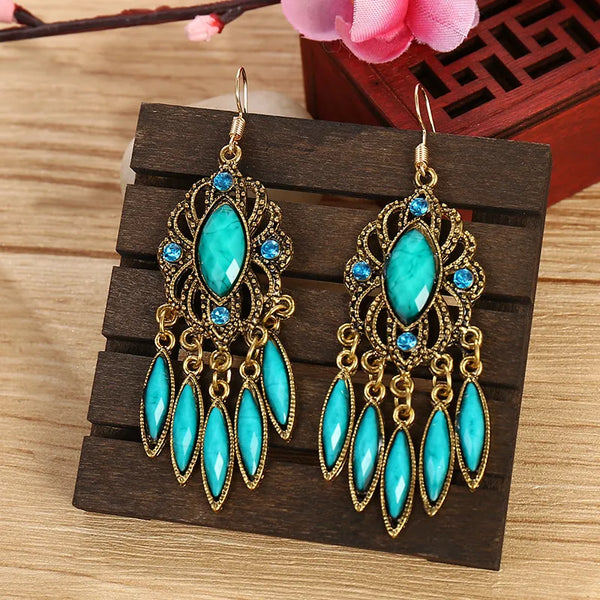 Pendientes étnicos vintage con forma de gota de agua