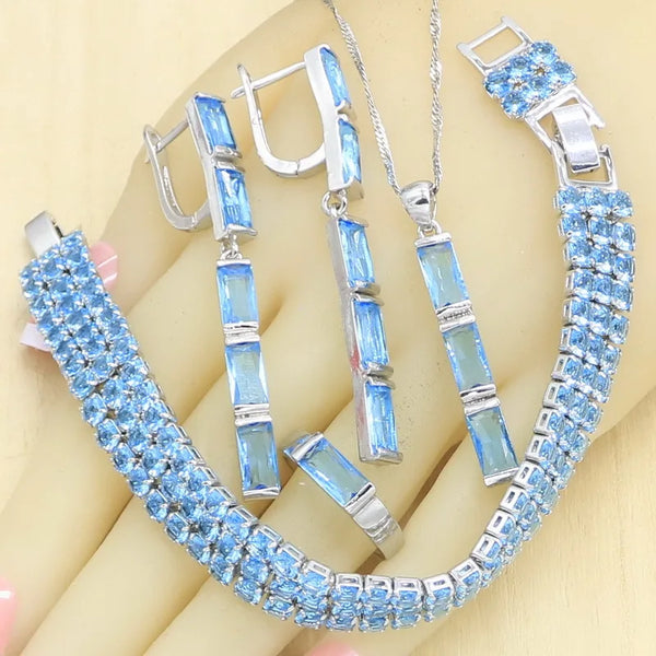 Sky Blue Semi-precious  Jewelry Sets for Women