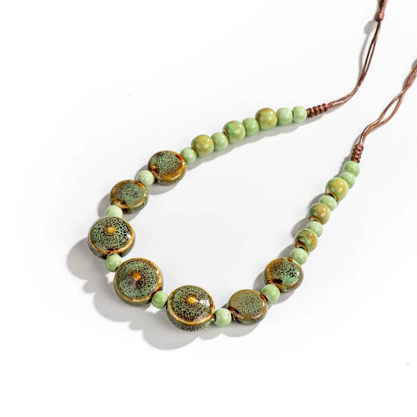 Colorful Distressed Retro Irregular Ceramic Gift Neckalce