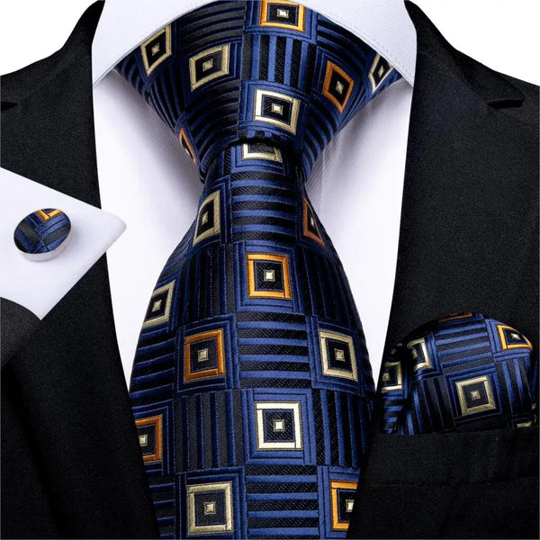 New Wedding Men Tie Red Gold Plaid Fashion Designer Tie For Men