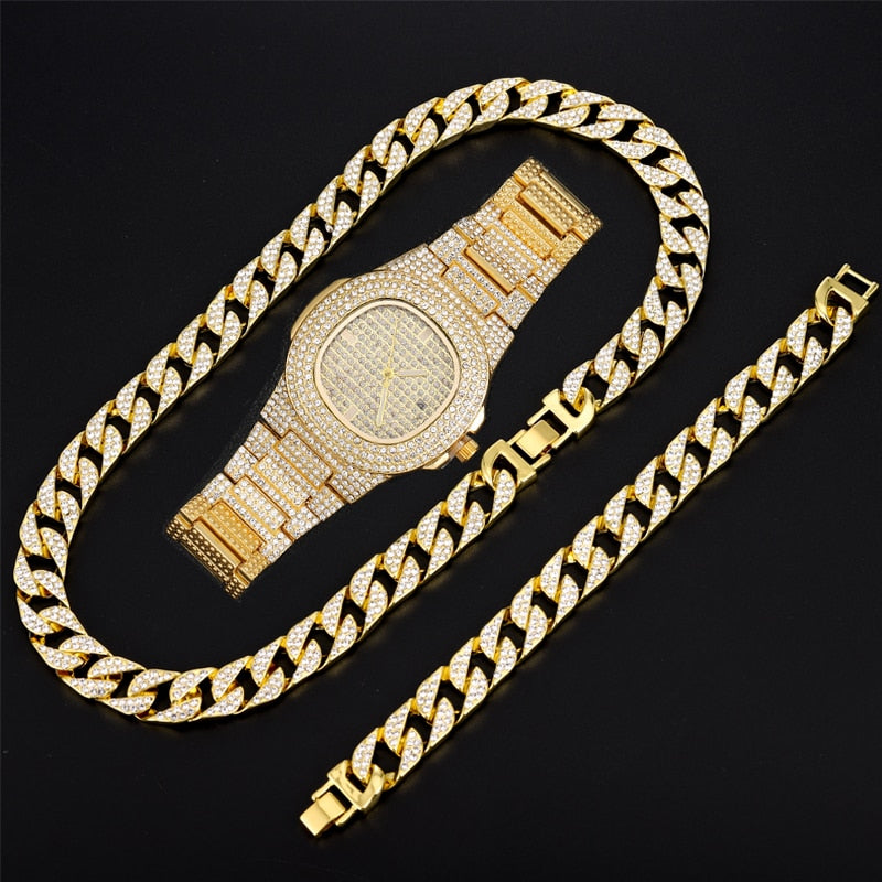 Cuban Necklaces Men Hip Hop Link neck Chain choker Rhinestones necklace for women