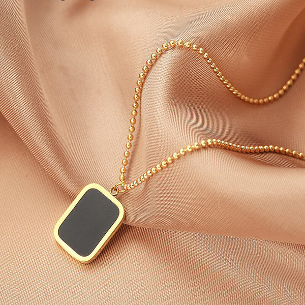 Stainless Steel Black Brand Round Chain Necklace Women