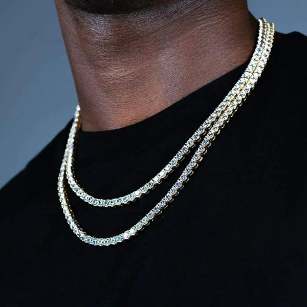 5mm Ice Out Round Tennis Chain Necklace for Men
