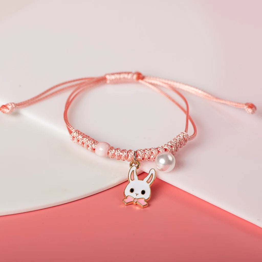 Cute Metal Drip Glaze Pendant Hand-Wowen Gift Bracelets Bangles For Women