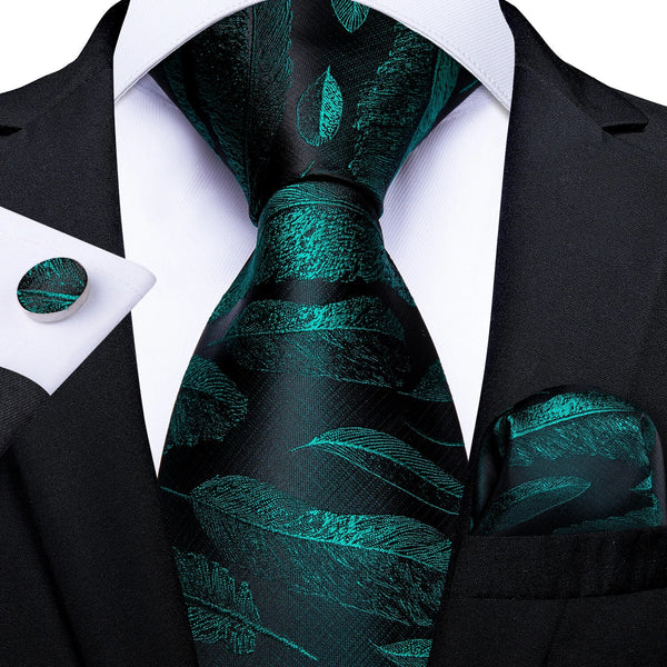 Luxury Green Floral Dot Necktie for Men Bowtie 100% Silk Tie Set