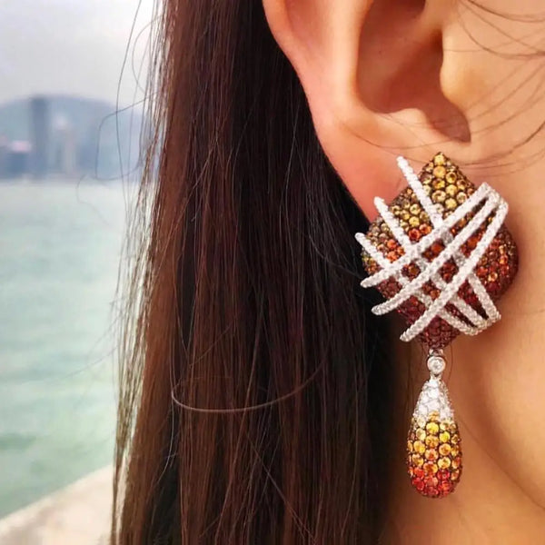 Pendientes de lujo con borlas y atrapasueños de estilo bohemio italiano en 5 colores, brillantes, para mujer
