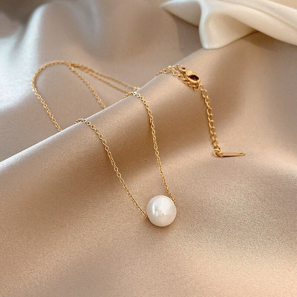 316L Stainless Steel Elegant One Pearl Necklace