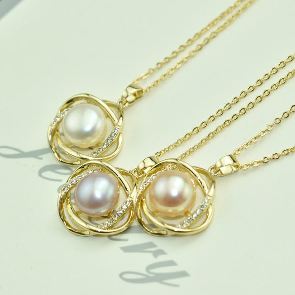 Collar de perlas de oro, joyería de plata de ley 925, collar gargantilla simple con colgante de perla 100 % auténtica
