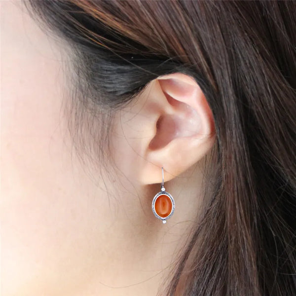 Pendientes vintage de ágata natural para mujer