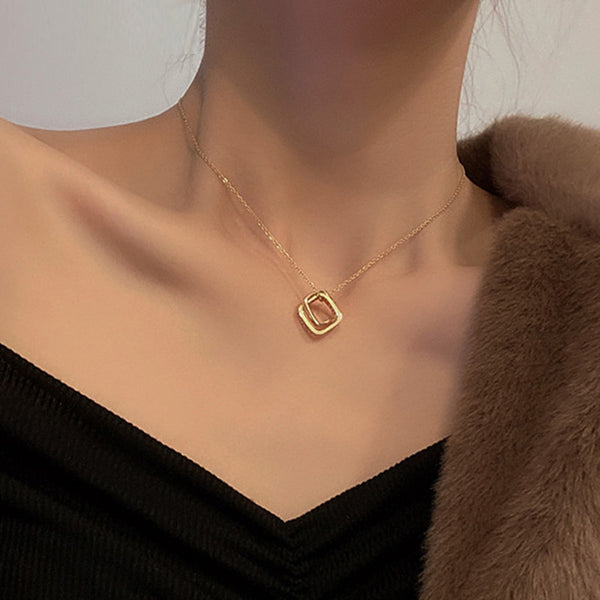 Collar con colgante de cruz geométrica de acero inoxidable 316L, joyería de lujo para mujer.