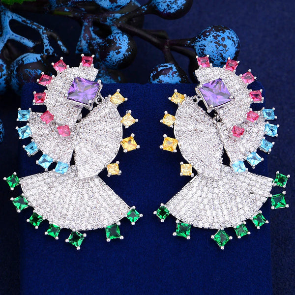 Pendientes elegantes de lujo con diseño de boda para mujer
