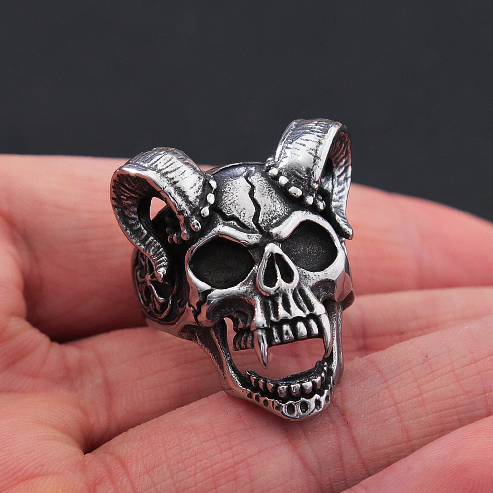 Gothic Demon Lucifer Retro Satan Ring For Men – Gofaer Finds store!