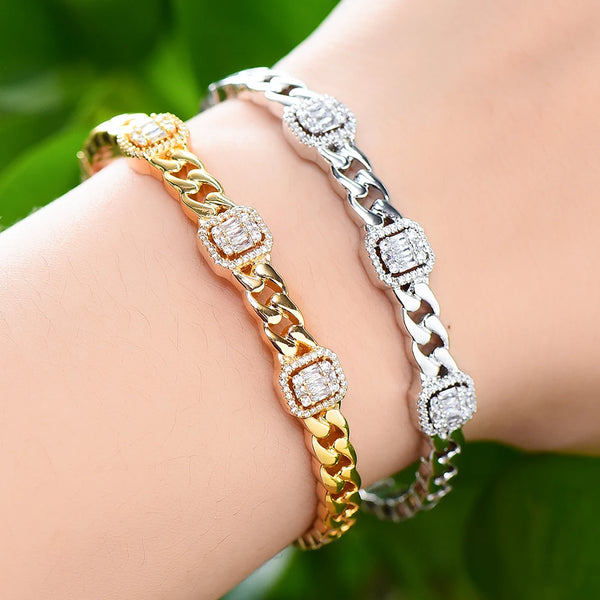 Trendy Luxury Disco Hiphop Stackable Bangle Rings Jewelry Set For Women