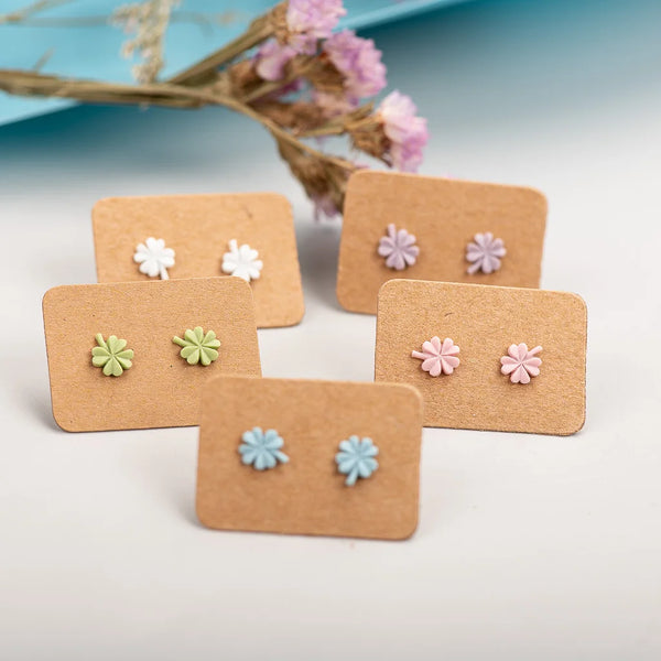 Forest Element Multicolor Small four-leaf Clover Ceramic Earrings
