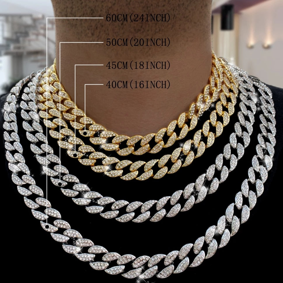 Necklace +Watch+Bracelet Hip Hop Miami Curb Cuban Chain