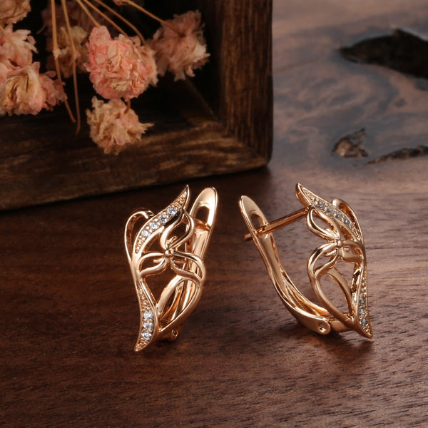 Pendientes de circonita natural en oro rosa 585