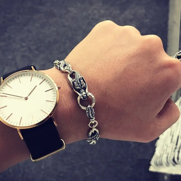 Pulsera de dragón de plata para hombre
