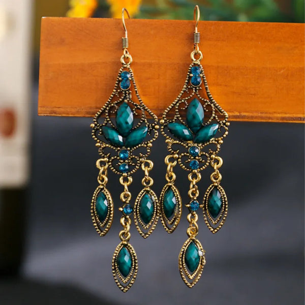 Pendientes largos de estilo étnico bohemio para mujer