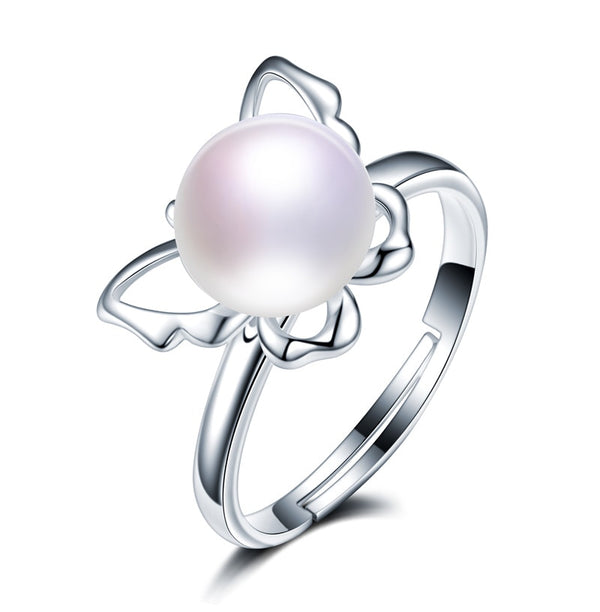 Anillos elegantes de mariposas danzantes de plata de ley 925 para mujer