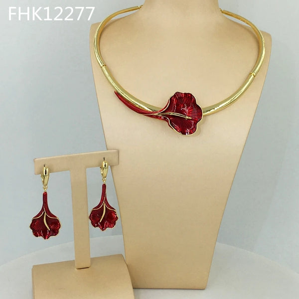 Conjuntos únicos de joyas de rosas con bisutería de Dubái para mujer
