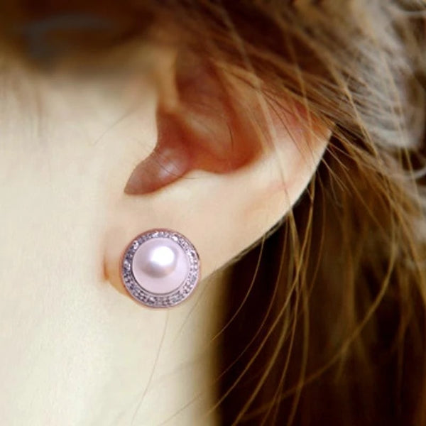 Fresh Style White/Pink Simulated Pearl Earrings for Girls