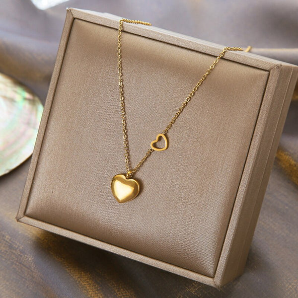 316L Stainless Steel Hot Selling Double Love Pendant Sweet Romantic Woman