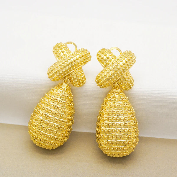 Hoop Earrings 3 Circles Wedding Jewelry Rhinestone Gold Color Drop Earring