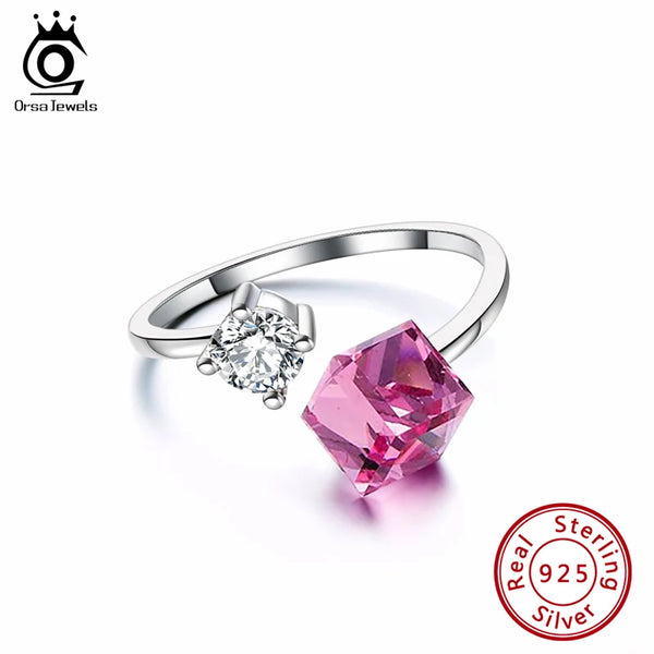 Anillos de plata de ley 925 con cristales cúbicos ajustables