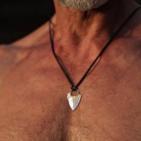 MEN JEWELRY SUN ARROW HEAD PENDANT NECKLACE