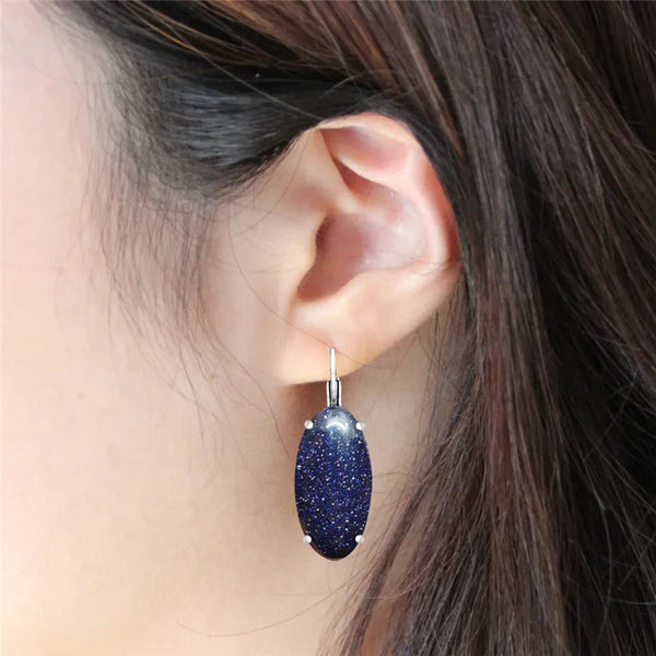 Pendientes de lentejuelas azul oscuro con forma de ojo irregular para mujer