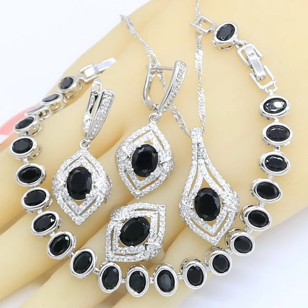 Black White Zircon Jewelry Sets for Women