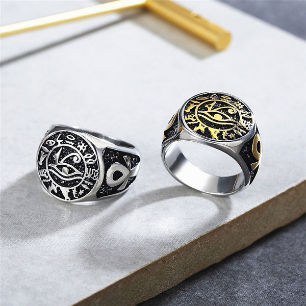 Anillos antiguos egipcios con el Ojo de Horus para hombres y mujeres