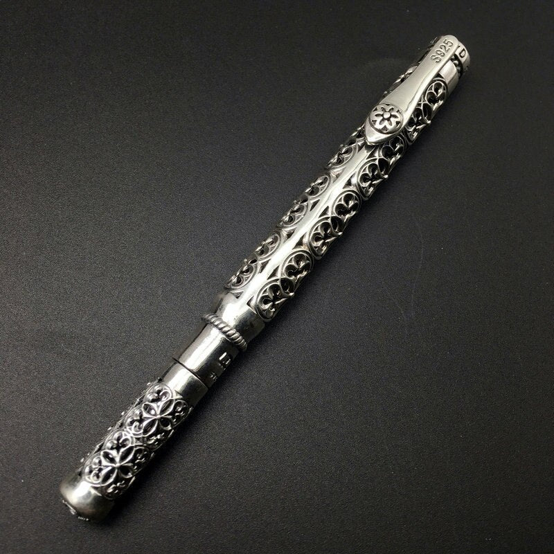 Solid Silver Pen Pendant Men S925 Sterling Silver Vintage Real Silver Pen Pendant