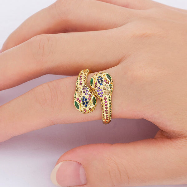 Anillo de serpiente punk retro estereoscópico de moda