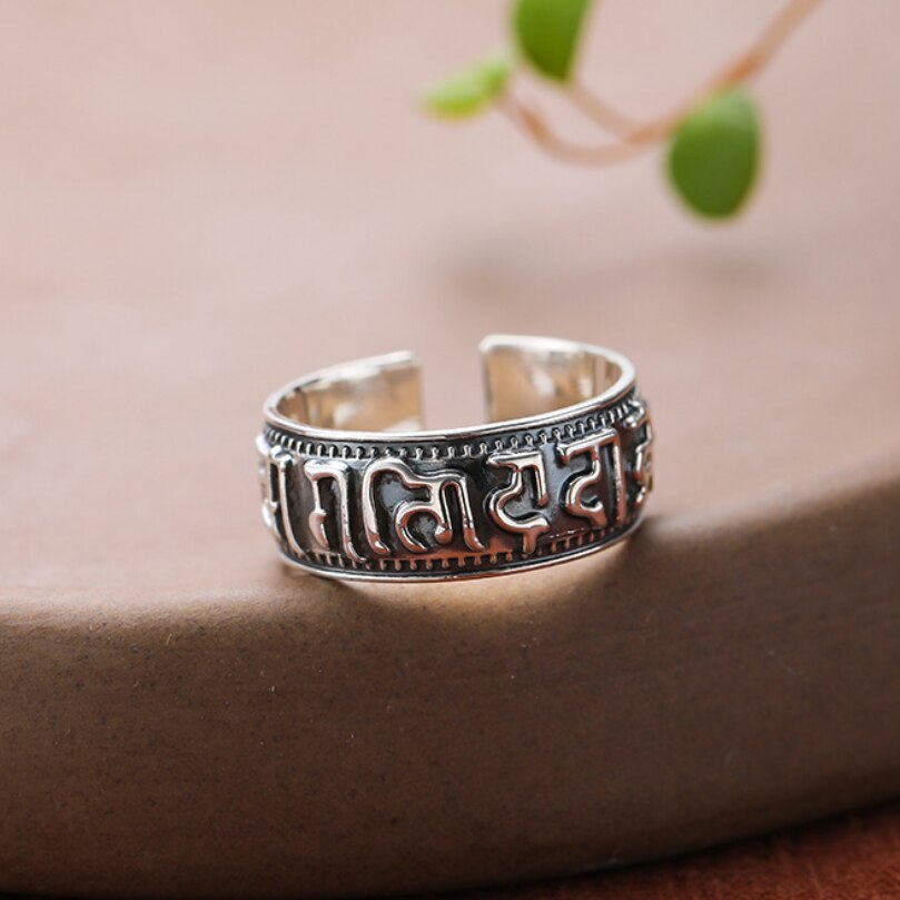 S925 Sterling Silver Mantra Saint Religious Ring