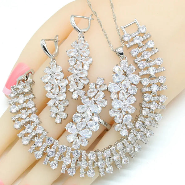 New Silver Color Bridal Jewelry Sets For Women