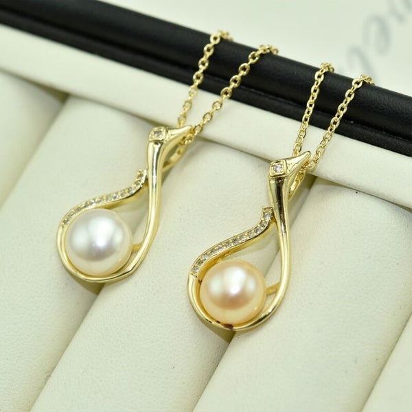 Collar de perlas, gargantilla de cisne simple con perla real y colgante