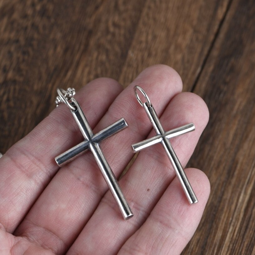 S925 Sterling Silver Minimalist Bright Cross Pendant for Wome Men