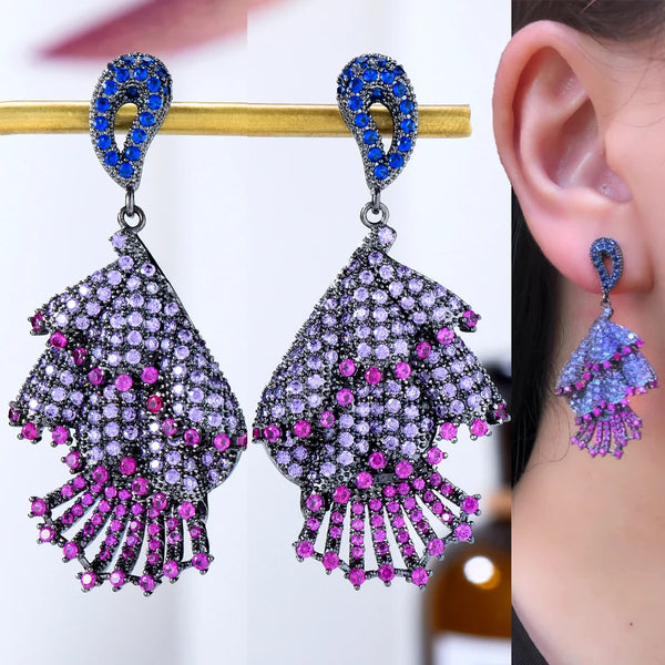 Trendy Vintage Purple Drop Earring For Women Bohemian Earrings Geometric Drop Earring