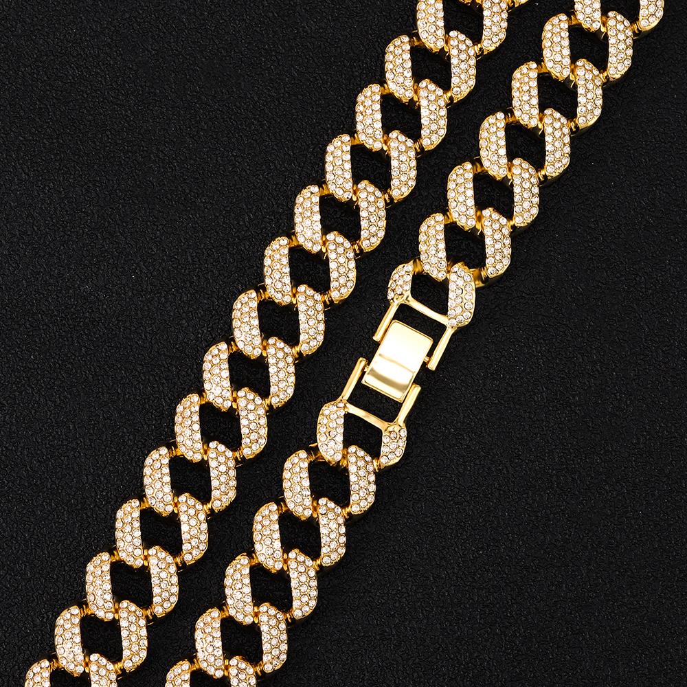 18MM Necklace+Bracelet Hip Hop Jewelry Choker Iced Out Cuban Necklace