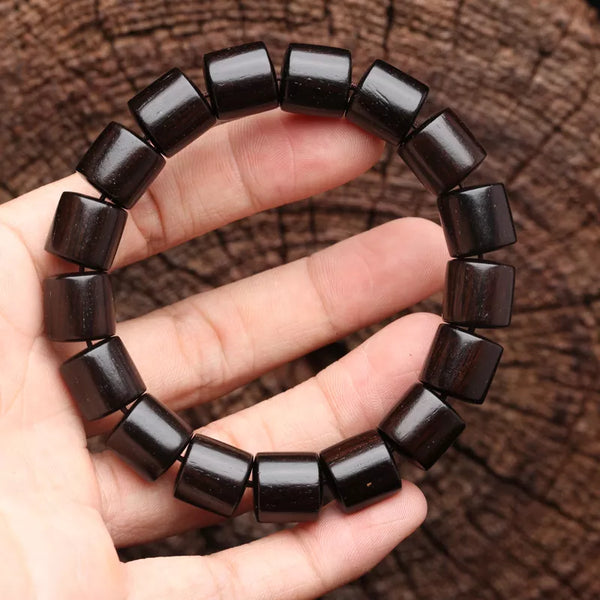 Cuentas de oración budistas tibetanas de madera negra natural para hombres y mujeres