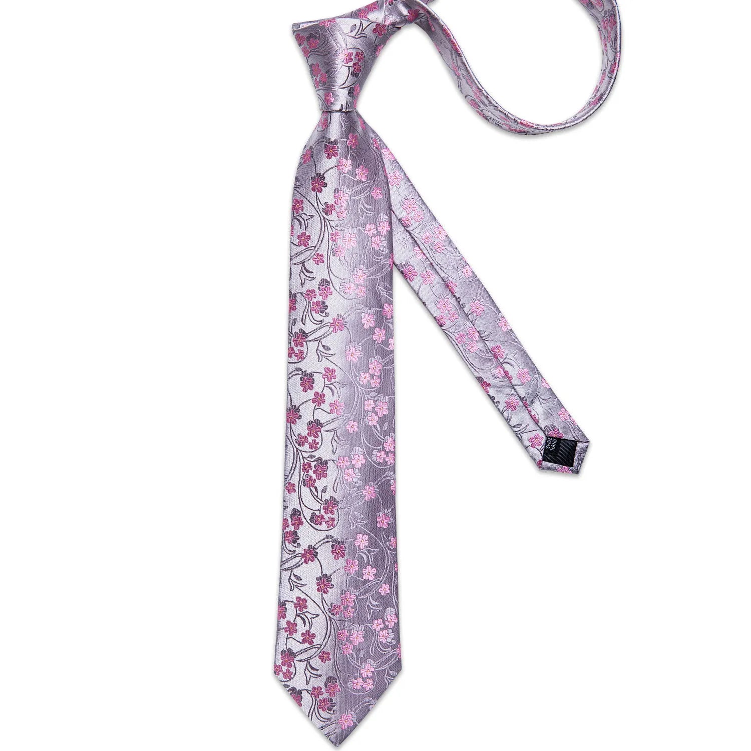 100% Silk Floral Pink Ties For Men Wedding Party Man Tie Handkerchief Brooch Cufflinks Set