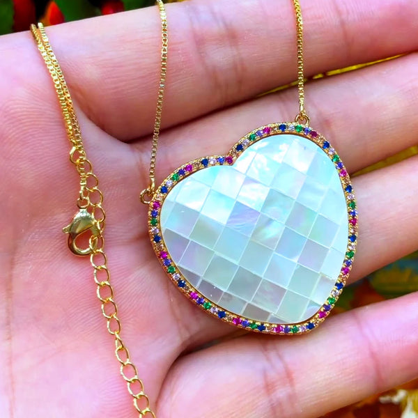 Luxury Cubic Zircon Fashion Big Heart Pendant Necklace for Women