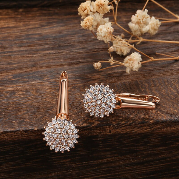Pendiente colgante de moda de oro rosa 585