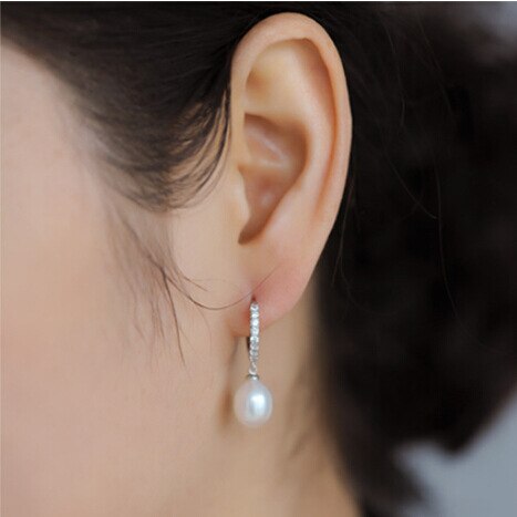 Pearl Earrings Genuine Natural Freshwater Pearl 925 Sterling Silver Earrings For Woman