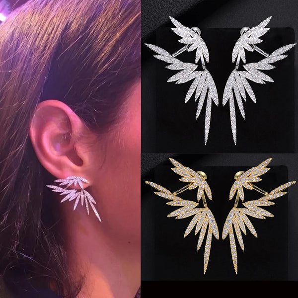 Pendientes de botón desmontables con plumas de ala de moda de verano